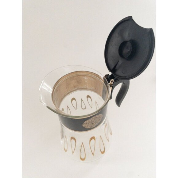 Vintage David Douglas Flameproof Glass Coffee Pot With Gold & Black Design 4 Cup - Picture 9 of 12
